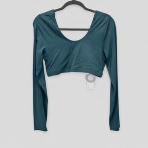 Skin Worldwide Bralette XL Dusty Aqua Organic Cotton L/S Open Back Balletcore